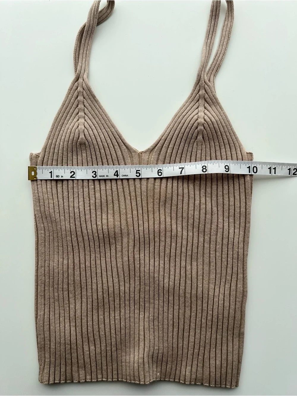 H&M Ribbed V-Neck Cami - Taupe - Picture 4 of 4